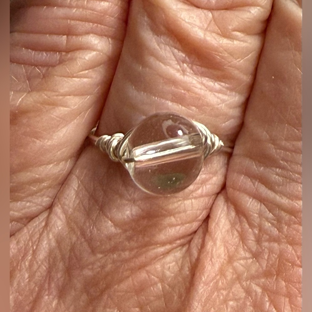 Ring - size 7.25-7.5 - wire wrapped clear round stone. New! Simply beautiful! - Picture 5 of 9
